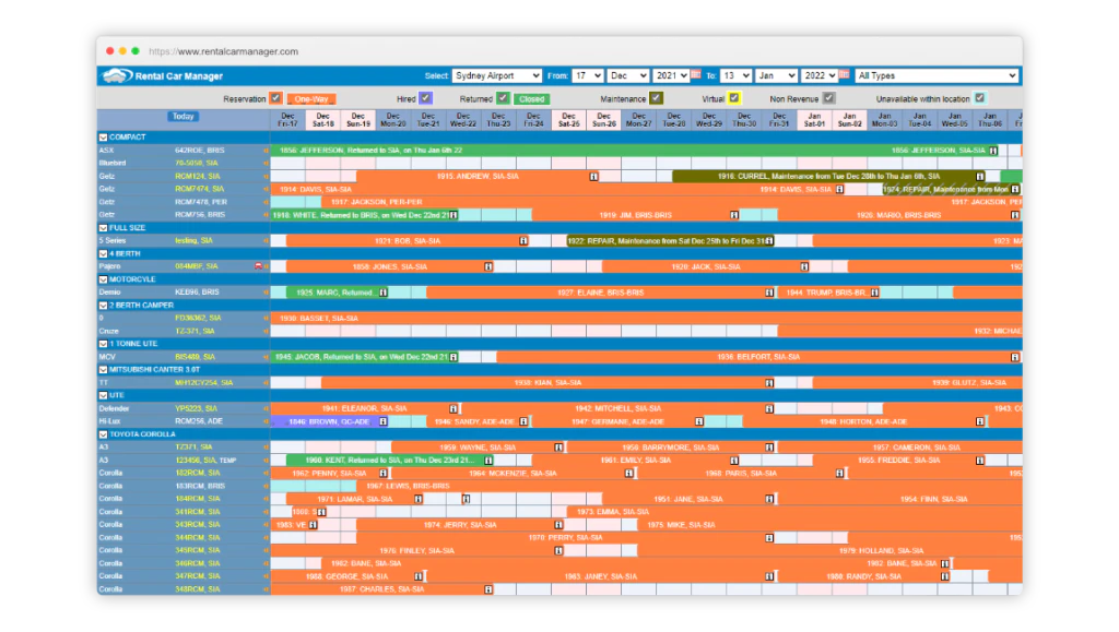 screenshot of Rental Car Manager